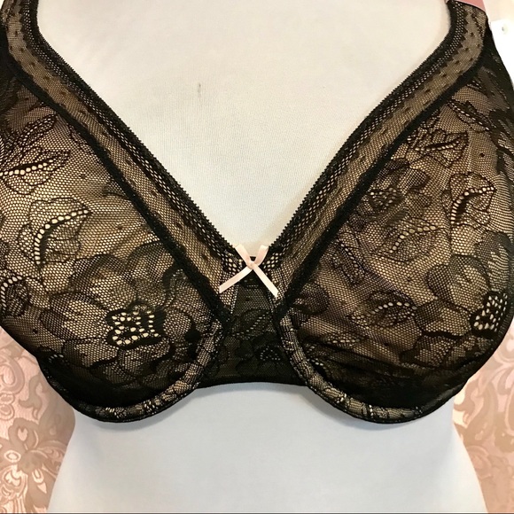 NWT Black Lace Cacique Unlined Bra 46C - Picture 2 of 9